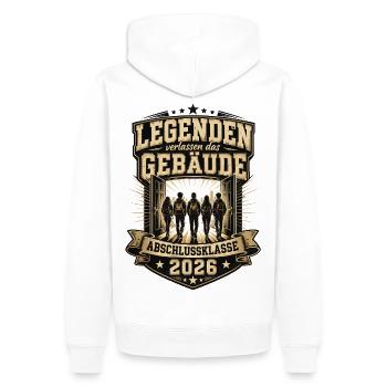 Legenden verlassen das Gebäude – Abschluss 2026 - Männer Premium Bio Hoodie - Weiß - Hinten - Nico (187cm)