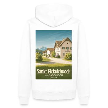 Sankt Fickdichdoch - Postkartenmotiv - Männer Premium Bio Hoodie - Weiß - Hinten - Nico (187cm)