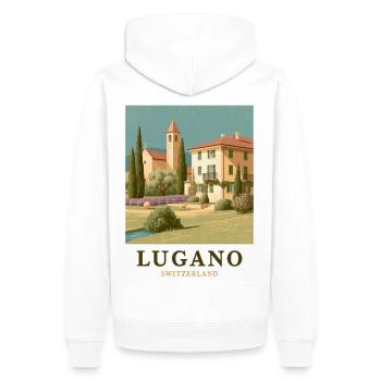 Lugano Villa Panorama - Men’s Premium Organic Hoodie - white - Back - Nico (187cm)