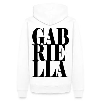 Gabriella Nom Prénom Police moderne Word Art - Sweat à capuche Premium bio Homme - blanc - Dos - Nico (187cm)