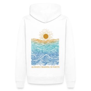 Always chasing sunsets - Männer Premium Bio Hoodie - Weiß - Hinten - Nico (187cm)