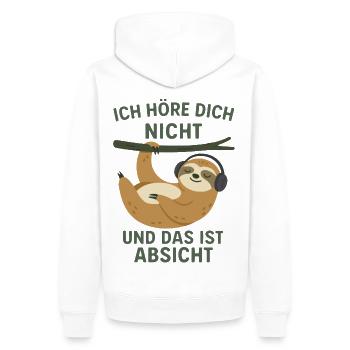 Ich höre dich nicht - Männer Premium Bio Hoodie - Weiß - Hinten - Nico (187cm)