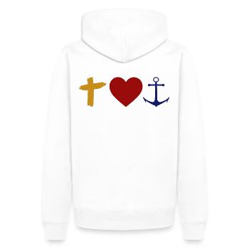 Foi Amour Espoir Les Chrétiens Croient Dieu Jésus - Sweat à capuche Premium bio Homme - blanc - Dos - Nico (187cm)