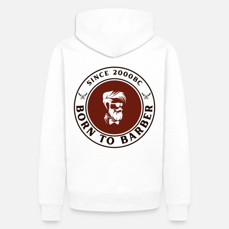 Né pour , Logo de , Logo de salon de coiffure - Sweat à capuche Premium bio Homme - blanc