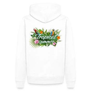 Tropischer Sommer - Männer Premium Bio Hoodie - Weiß - Hinten - Nico (187cm)