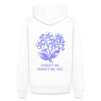 Blumen, Vergissmeinnicht, Design, Spruch - Männer Premium Bio Hoodie - Weiß - Hinten - Nico (187cm)
