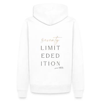 70th Birthday limited edition since 1955 Gift - Men’s Premium Organic Hoodie - white - Back - Nico (187cm)