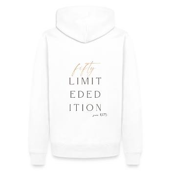 50th Birthday limited edition since 1975 Gift - Men’s Premium Organic Hoodie - white - Back - Nico (187cm)