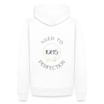 40th Birthday, aged to perfection 1985, gift - Men’s Premium Organic Hoodie - white - Back - Nico (187cm)