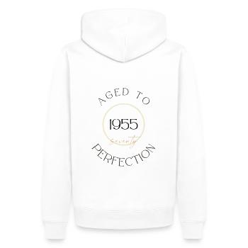70th Birthday, aged to perfection 1955, gift - Men’s Premium Organic Hoodie - white - Back - Nico (187cm)
