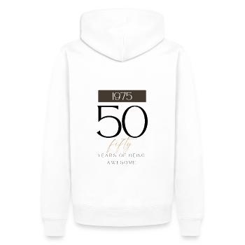 50e anniversaire Années d’être génial 1975 Cadeau - Sweat à capuche Premium bio Homme - blanc - Dos - Nico (187cm)