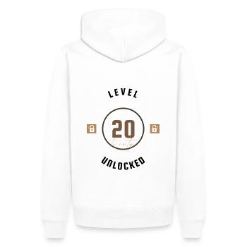 20. Geburtstag Level twenty unlocked, Geschenk - Männer Premium Bio Hoodie - Weiß - Hinten - Nico (187cm)