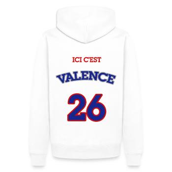 T-shirt Valence ⭐ Ici c'est Valence - Sweat à capuche Premium bio Homme - blanc - Dos - Nico (187cm)