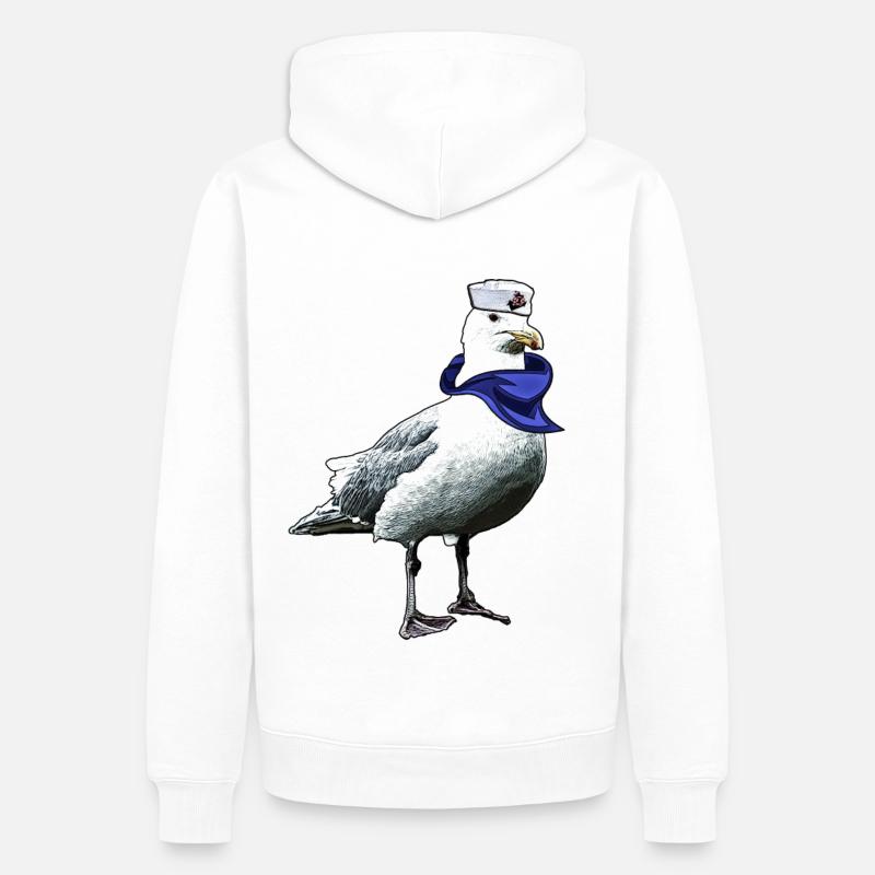 Seefahrer Möwe | Yolo-Artwork - Männer Premium Bio Hoodie - Weiß