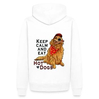 Golden Hot Dog Fan | Yolo artwork - Men’s Premium Organic Hoodie - white - Back - Nico (187cm)