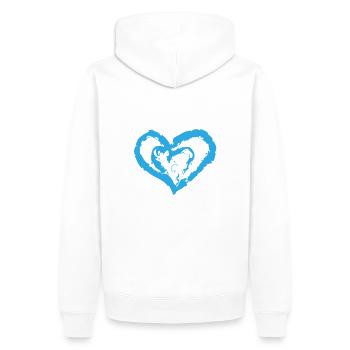 Tee-shirt coeur en coeur love love bleu - Sweat à capuche Premium bio Homme - blanc - Dos - Nico (187cm)