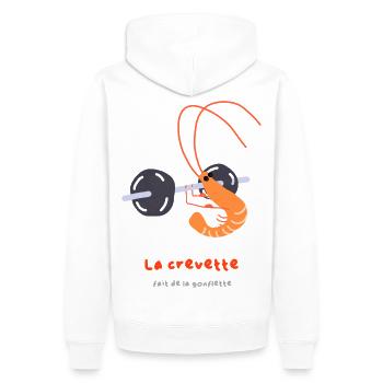 The shrimp puffs up - Men’s Premium Organic Hoodie - white - Back - Nico (187cm)