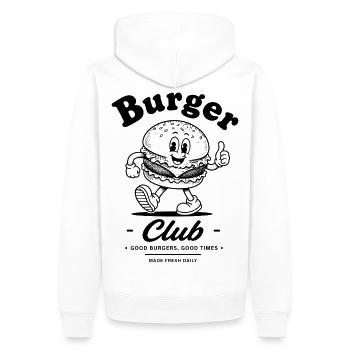 Burger Club - Good Burgers and Good Times - Männer Premium Bio Hoodie - Weiß - Hinten - Nico (187cm)