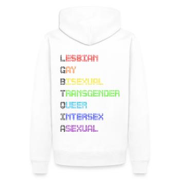 LGBTQIA - Männer Premium Bio Hoodie - Weiß - Hinten - Nico (187cm)