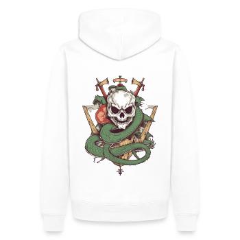 Dragon Pirate Flag - Sweat à capuche Premium bio Homme - blanc - Dos - Nico (187cm)