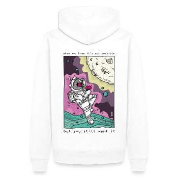 You want it - Men’s Premium Organic Hoodie - white - Back - Nico (187cm)