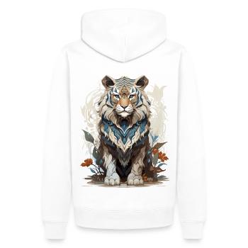 Tigre - Sweat à capuche Premium bio Homme - blanc - Dos - Nico (187cm)