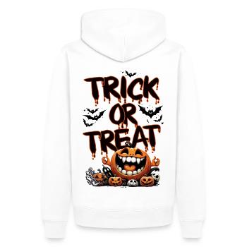Trick or Treat - Men’s Premium Organic Hoodie - white - Back - Nico (187cm)
