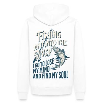 ANGELN UND MEINE SEELE FINDEN - Männer Premium Bio Hoodie - Weiß - Hinten - Nico (187cm)