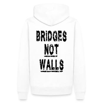Démonstration de Bridges not Walls - Sweat à capuche Premium bio Homme - blanc - Dos - Nico (187cm)