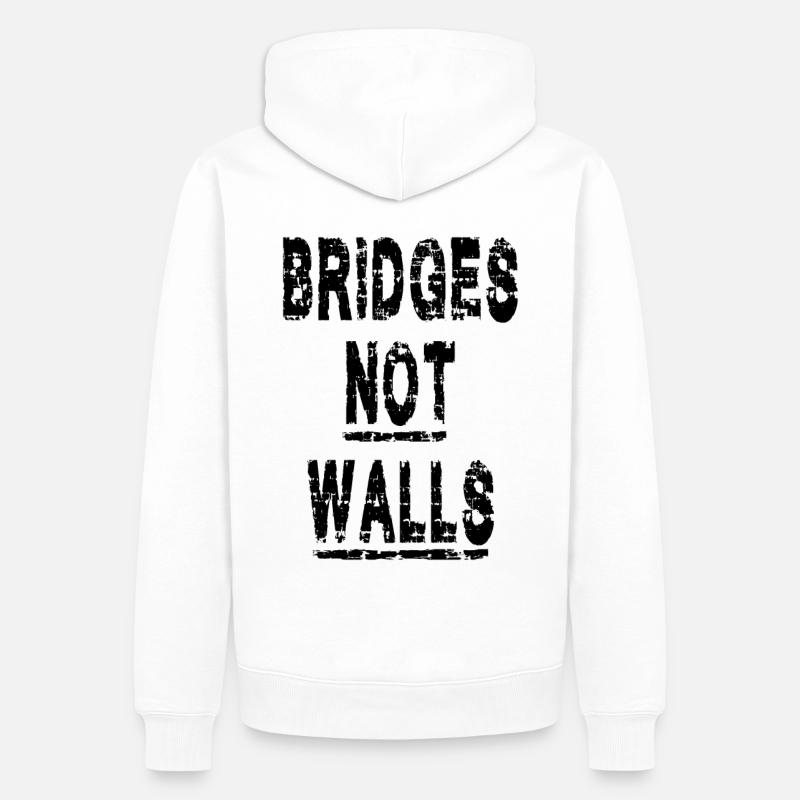 Démonstration de Bridges not Walls - Sweat à capuche Premium bio Homme - blanc