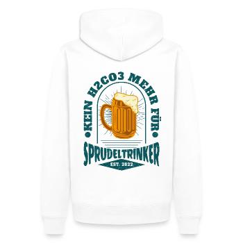 Kein H2CO3 mehr für Sprudeltrinker Trinkspruch - Männer Premium Bio Hoodie - Weiß - Hinten - Nico (187cm)