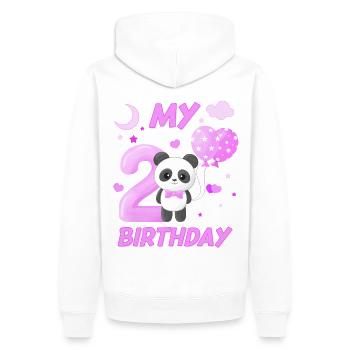 Deuxième anniversaire d’enfants Fille Panda Cadeau - Sweat à capuche Premium bio Homme - blanc - Dos - Nico (187cm)