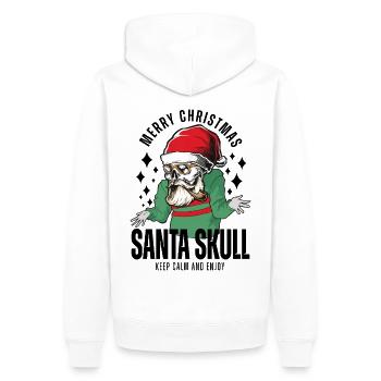 Nikolaus Totenkopf Weihnachts Design - Männer Premium Bio Hoodie - Weiß - Hinten - Nico (187cm)