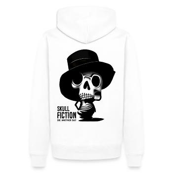 Skull Fiction Totenkopf Schädel - Männer Premium Bio Hoodie - Weiß - Hinten - Nico (187cm)