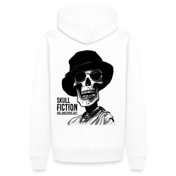 Skull Fiction Totenkopf Schädel Kunst - Männer Premium Bio Hoodie - Weiß - Hinten - Nico (187cm)