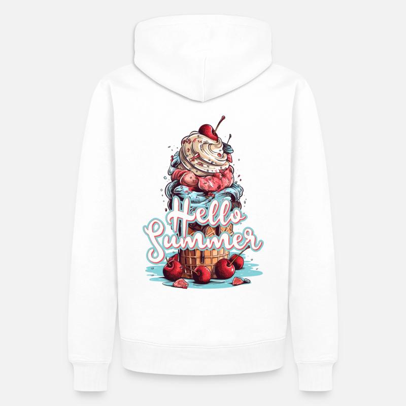 Hello Summer Eis Eiscreme Eisdiele - Männer Premium Bio Hoodie - Weiß