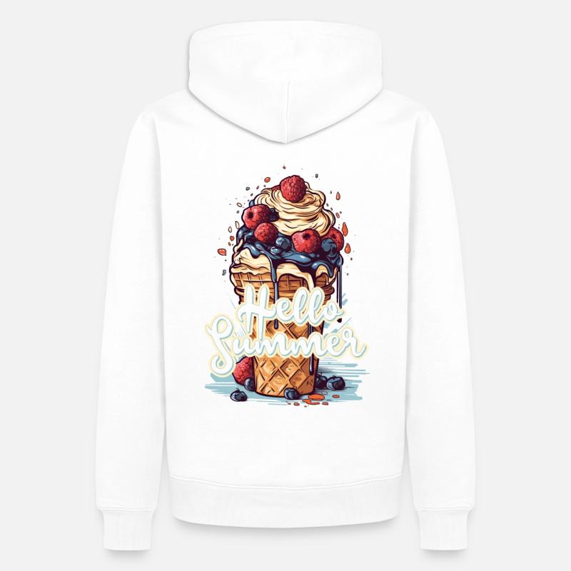 Hello Summer Eis Eiscreme Eisdiele - Männer Premium Bio Hoodie - Weiß