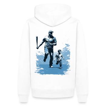 Baseball Vatertag Muttertag Geschenkidee - Männer Premium Bio Hoodie - Weiß - Hinten - Nico (187cm)