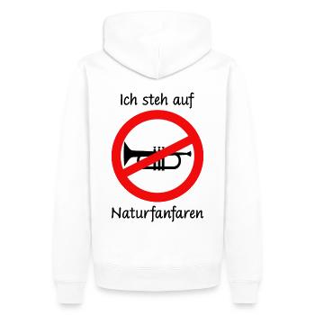 Lustiger Spruch Ich steh auf Naturfanfaren - Männer Premium Bio Hoodie - Weiß - Hinten - Nico (187cm)
