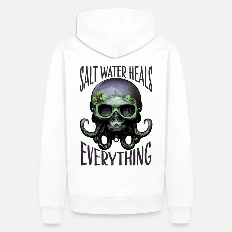 Octopus Crâne Octopus Cadeau - Sweat à capuche Premium bio Homme - blanc