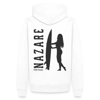 Nazare Surfer Girl Portugal - Männer Premium Bio Hoodie - Weiß - Hinten - Nico (187cm)