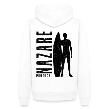 Nazare Surfer Planche de surf Portugal - Sweat à capuche Premium bio Homme - blanc - Dos - Nico (187cm)