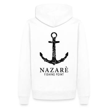 Port d’ancrage du point de pêche de Nazare - Sweat à capuche Premium bio Homme - blanc - Dos - Nico (187cm)