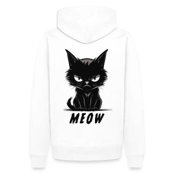 Miaou, joli visage de chat agacé - Sweat à capuche Premium bio Homme - blanc - Dos - Nico (187cm)