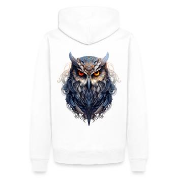 Süße Eule mit großen Augen - Männer Premium Bio Hoodie - Weiß - Hinten - Nico (187cm)