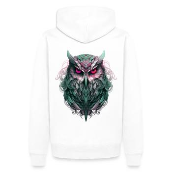Süße Eule mit großen Augen - Männer Premium Bio Hoodie - Weiß - Hinten - Nico (187cm)