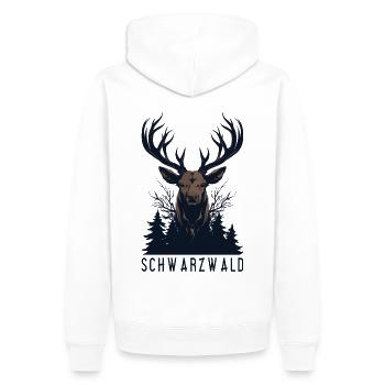 Schwarzwald Hirsch Jäger Heimat Urlaub - Männer Premium Bio Hoodie - Weiß - Hinten - Nico (187cm)