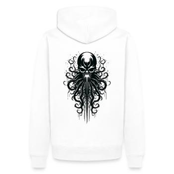 Totenkopf Krake Tintenfisch Tier Tattoo Gothpunk - Männer Premium Bio Hoodie - Weiß - Hinten - Nico (187cm)