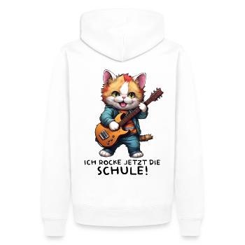 Schulkind Schulanfang Einschulung Katze Kätzchen - Männer Premium Bio Hoodie - Weiß - Hinten - Nico (187cm)
