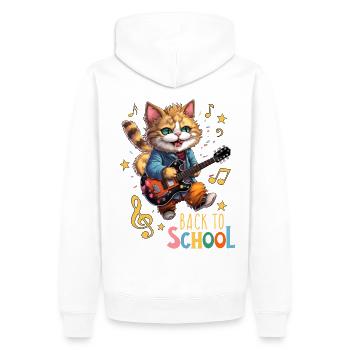 Chaton chat inscrit à la rentrée scolaire - Sweat à capuche Premium bio Homme - blanc - Dos - Nico (187cm)